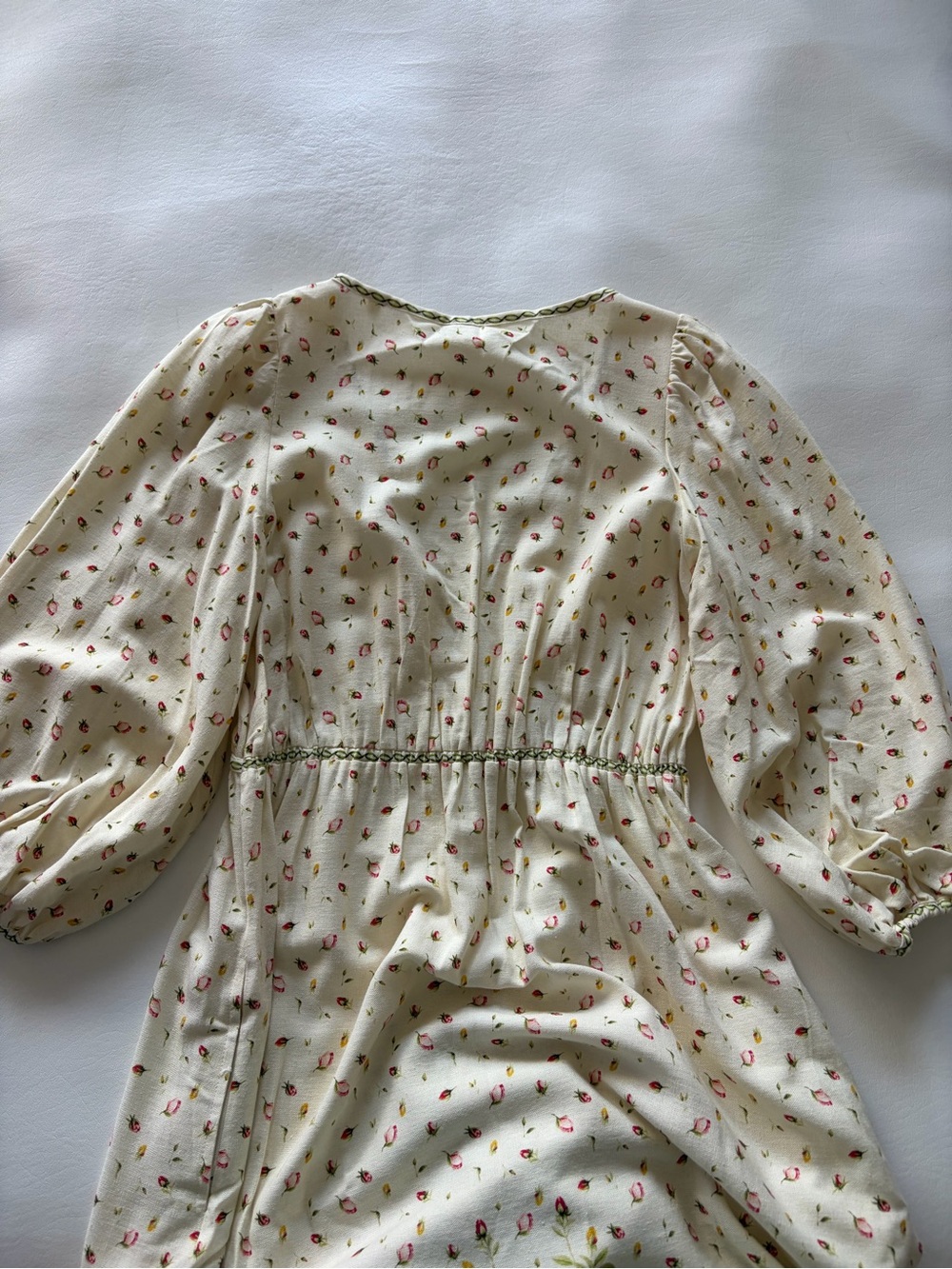 Max Studio Floral Border Maxi Dress Cotton Linen Cottagecore Garden Romantic - Picture 12 of 14